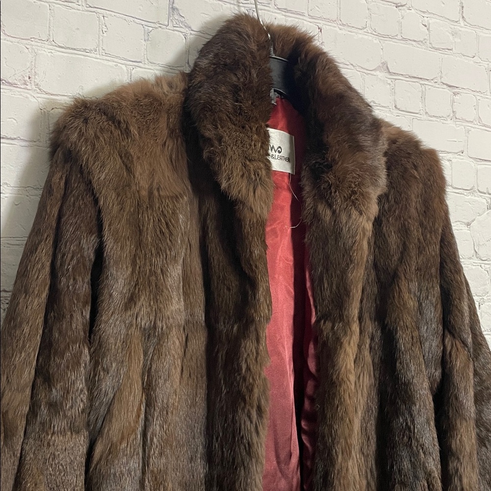 Wilson Suede & leather  Vintage 1990s  Dark Brown Rabbit Fur Coat Size: Medium - Picture 2 of 13